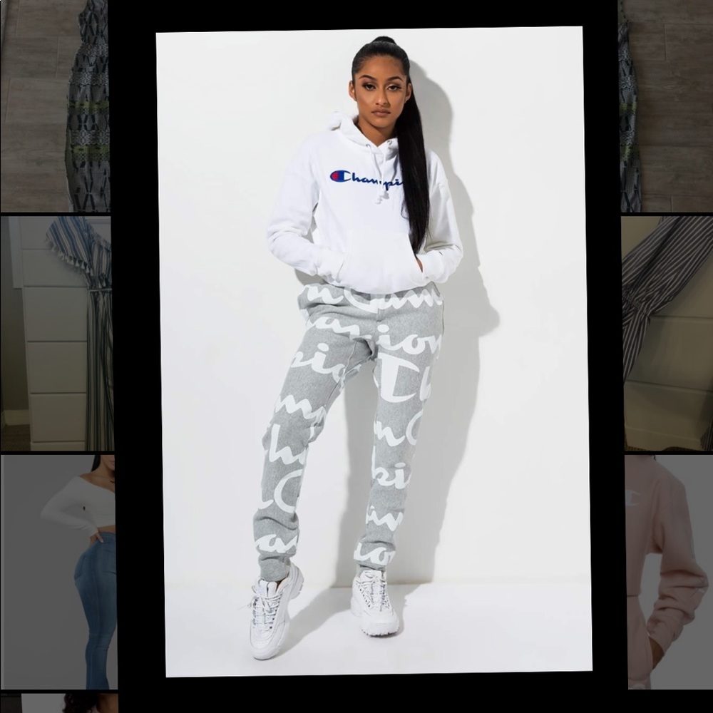 Champion Joggers & TShirt. Giant Logo.